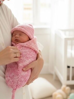 Baby Cocoon Pink Photo Prop Hand Crafted Knit One Piece Heirloom